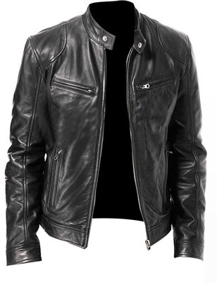 PU Leather Jacket Slim Leather Jacket - Image 2