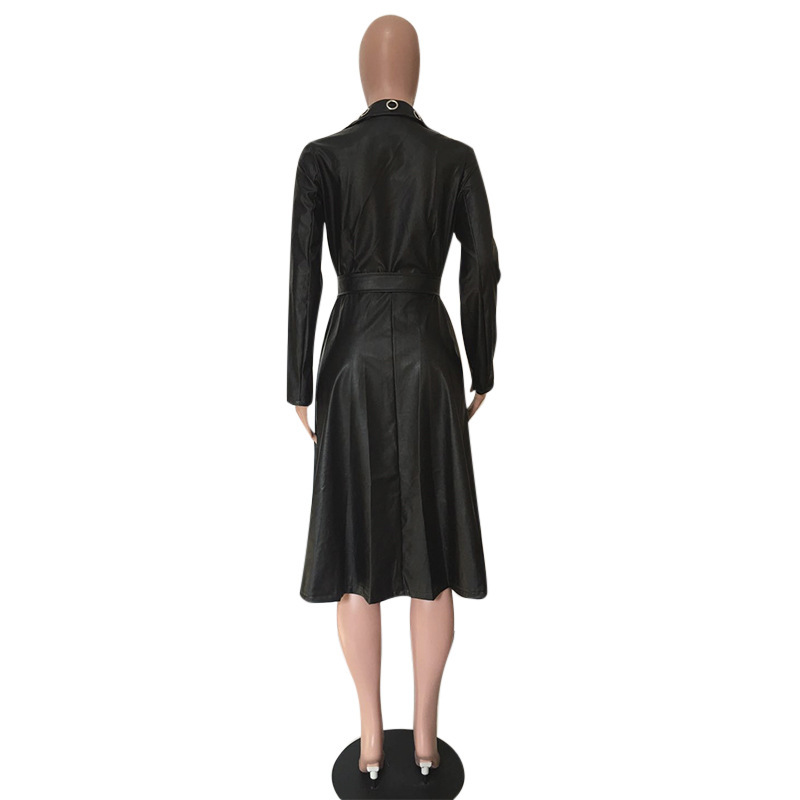 Eyelet belt V-neck jacket leather jacket - Image 6