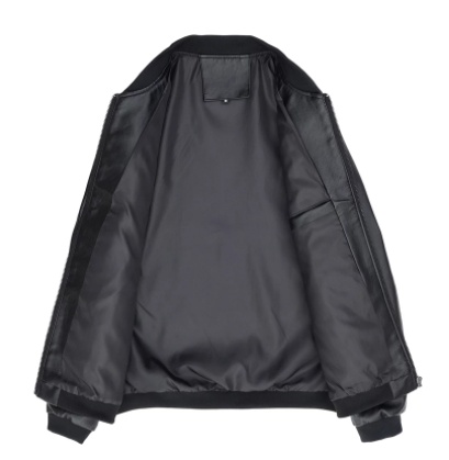 Men's Stand-Up Collar Leather Jacket Coat Motorcycle Men's Casual Leather Jacket - Image 3
