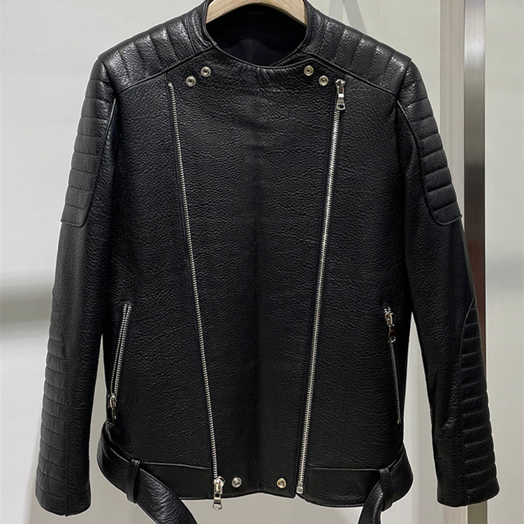 Men's Sheep Bubble Cropped Leather Jacket - Image 3