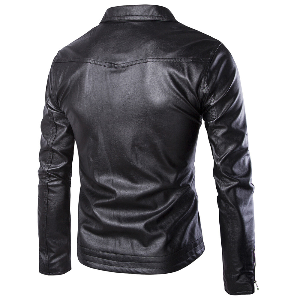 Men's Motorcycle Leather Jacket - Image 4