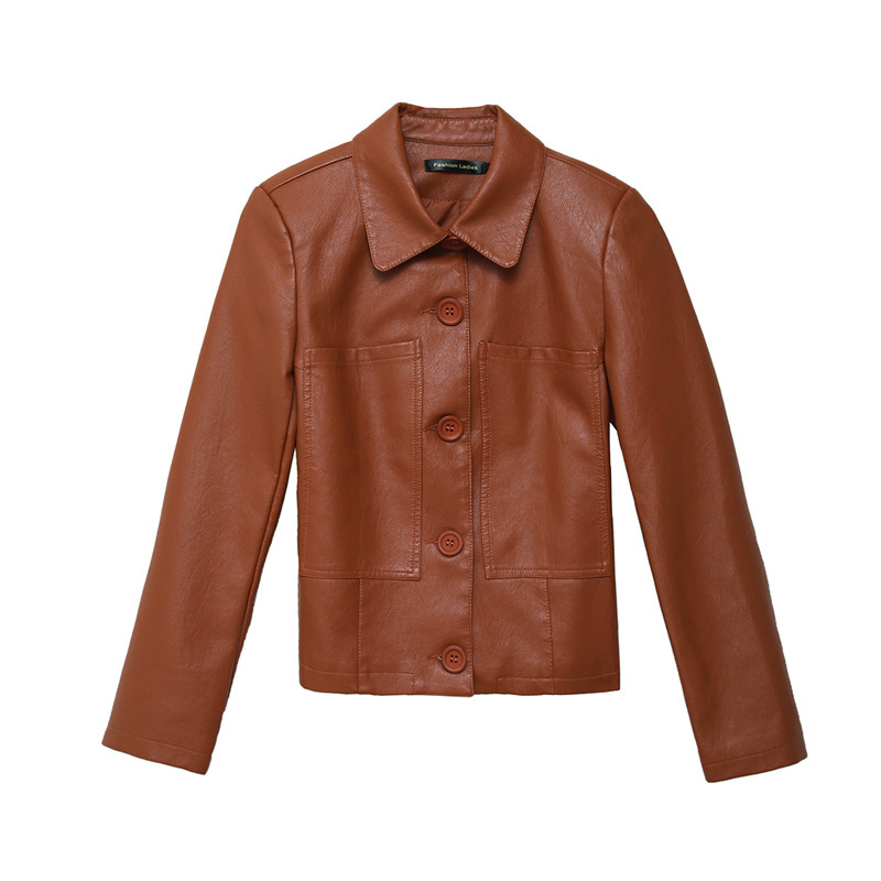 Leather Jacket Slim Slimming Ladies