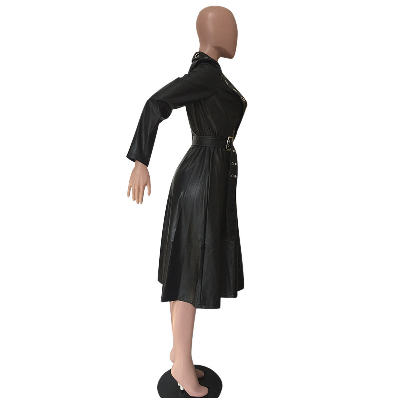 Eyelet belt V-neck jacket leather jacket - Image 2