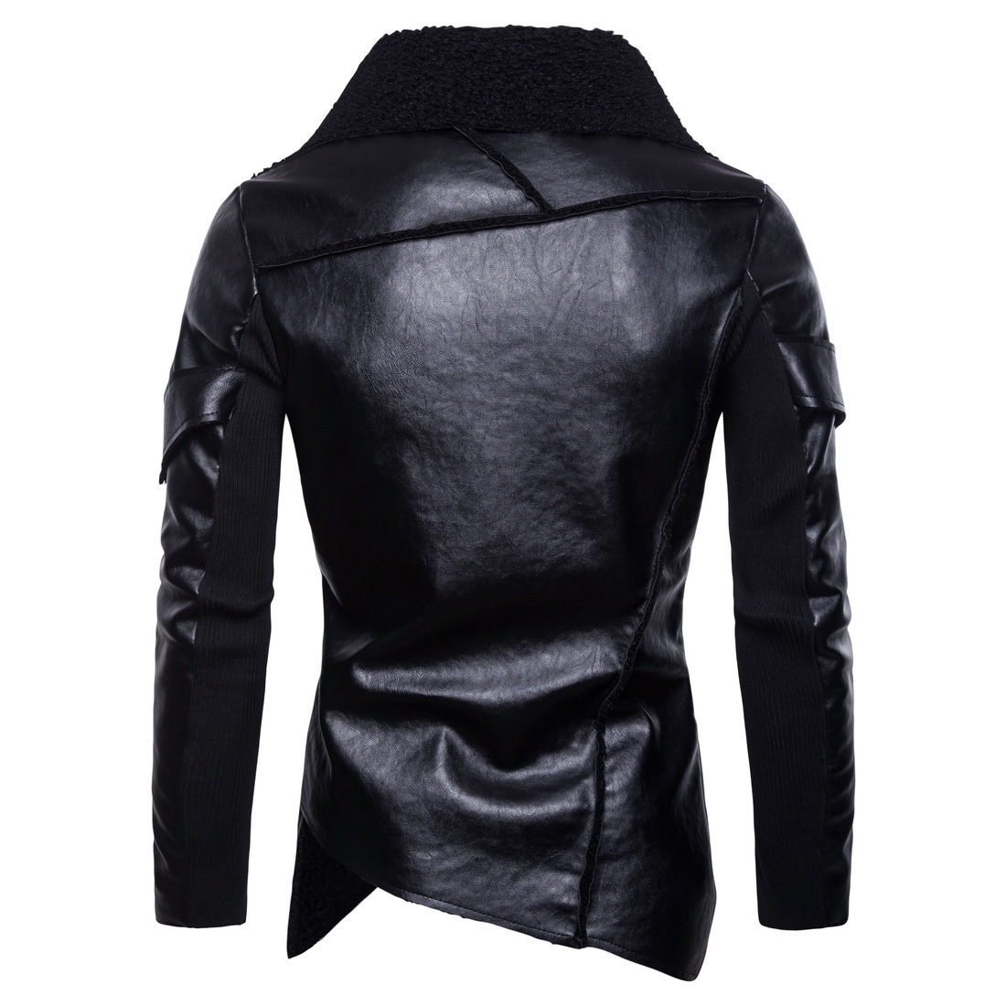 Men's Motorcycle Leather Jacket Personality Washed Leather Jacket Coat - Image 5