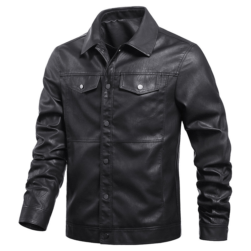 Motorcycle Lapel Young Men's Leather Jacket - Image 5