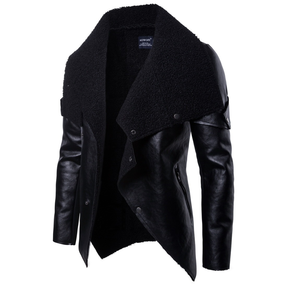 Men's Motorcycle Leather Jacket Personality Washed Leather Jacket Coat - Image 3