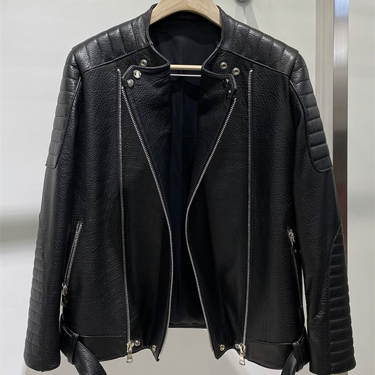 Men's Sheep Bubble Cropped Leather Jacket - Image 4