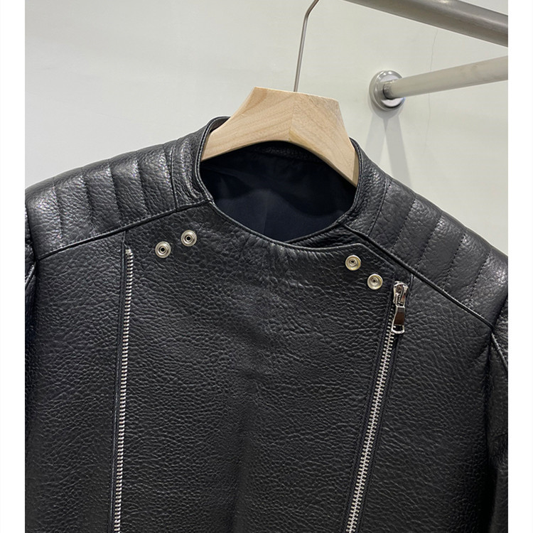 Men's Sheep Bubble Cropped Leather Jacket - Image 2