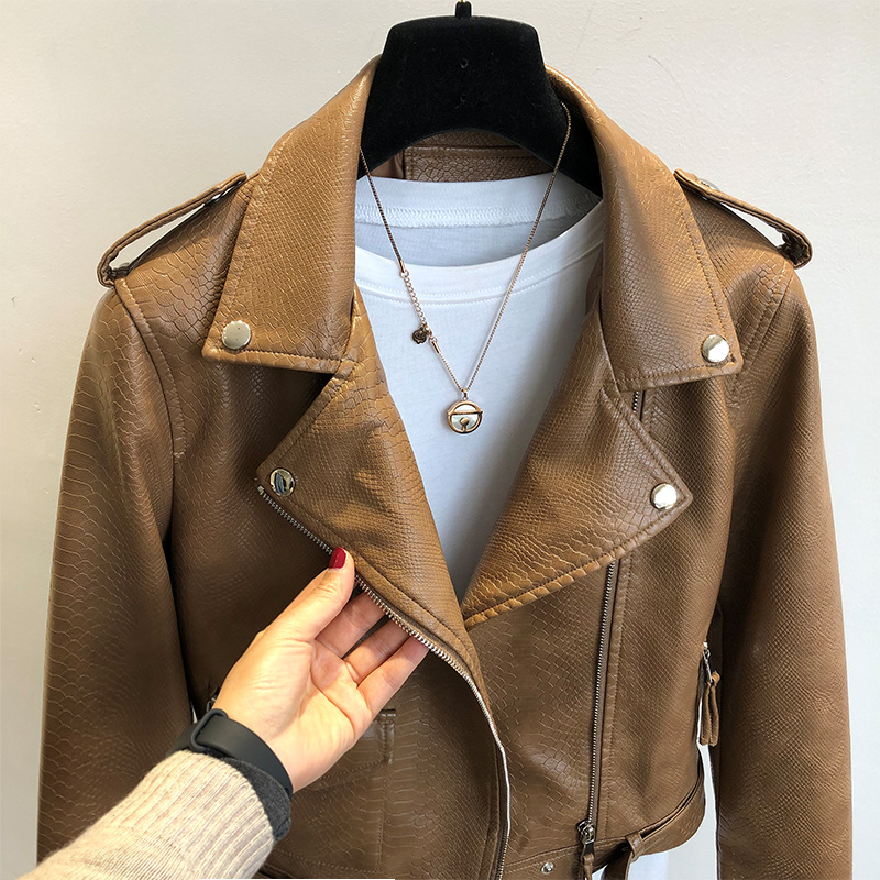 Women's Short Leather Jacket Spring And Autumn - Image 8