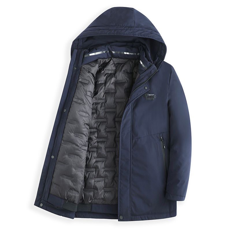 Detachable Liner Men's Hooded Mid-length Down Jacket - Image 3