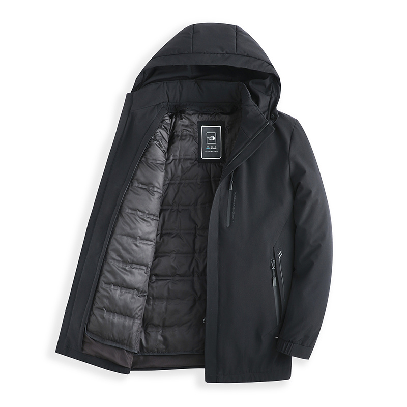 Detachable Liner Men's Hooded Mid-length Down Jacket - Image 6