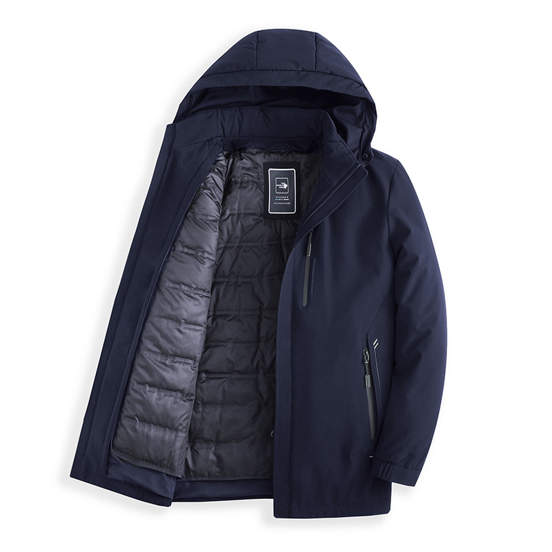 Detachable Liner Men's Hooded Mid-length Down Jacket - Image 8