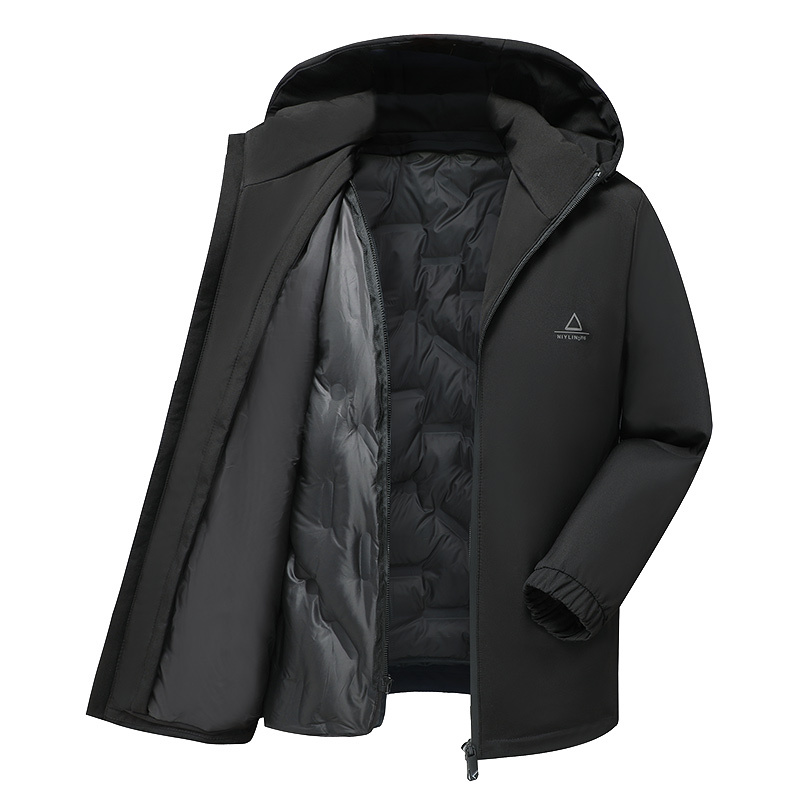 Detachable Liner Men's Hooded Mid-length Down Jacket - Image 5