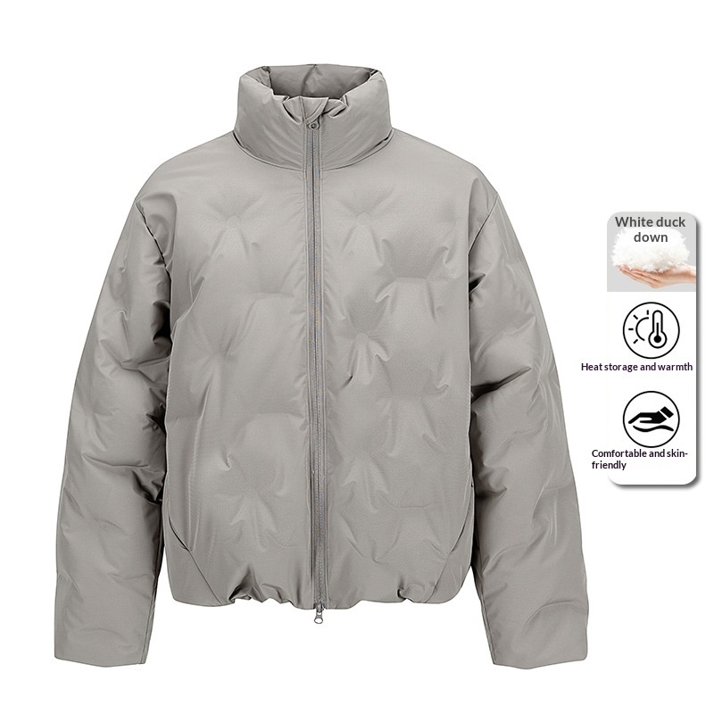 Mens American-style Short White Duck Down Jacket - Image 8