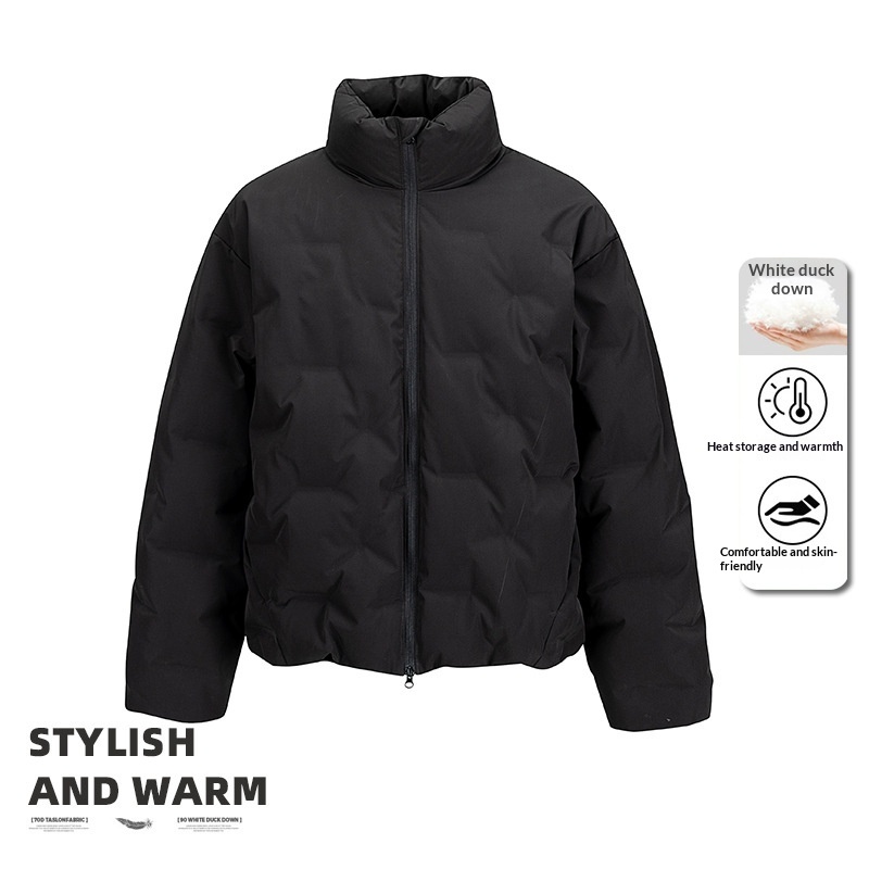 Mens American-style Short White Duck Down Jacket - Image 3