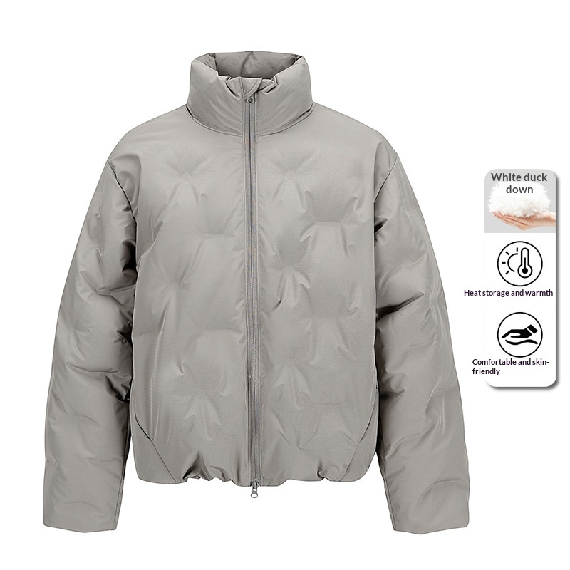 Mens American-style Short White Duck Down Jacket - Image 7